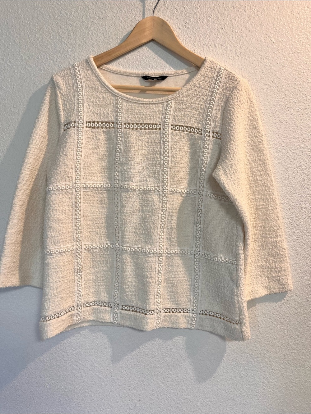 Banana Republic Cream Crochet Panel Sweater Top